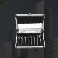 Carbide burr set in aluminum box set on 1/4 shank