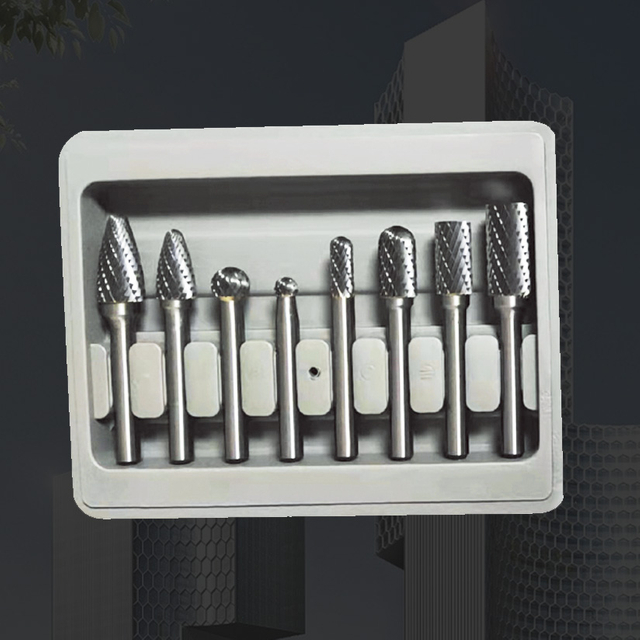 Carbide Rotary File Set in Plastic Box on 1/4 Shank